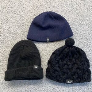 Smartwool UGG  The North Face Beanie Womens OSFA black blue logo Set of 3 cozy